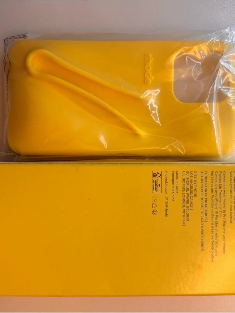 RHODE Yellow Lip Case for iPhone 15 Pro Max - Bright Yellow Packaging
